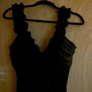 Black dress just above the knee smooth silky flows